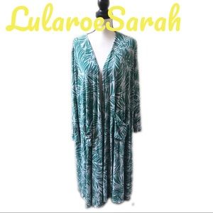 LuLaRoe Sarah Palm Green Long Cardigan Kimono XL